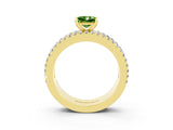 Yellow gold Princess Cut Peridot Solitaire Ring with Pavé and Channel Set Band_3