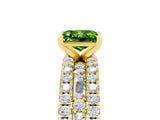 Yellow gold Princess Cut Peridot Solitaire Ring with Pavé and Channel Set Band_5