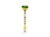 Yellow gold Princess Cut Peridot Solitaire Ring with Pave Band and Four Prong Setting_26