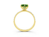 Yellow gold Princess Cut Peridot Solitaire Ring with Pave Band and Four Prong Setting_27