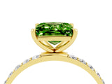 Yellow gold Princess Cut Peridot Solitaire Ring with Pave Band and Four Prong Setting_28