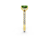 Yellow gold Princess Cut Peridot Solitaire Ring with Round  Pavé Band and Four-Prong Setting_38