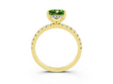 Yellow gold Princess Cut Peridot Solitaire Ring with Round  Pavé Band and Four-Prong Setting_39