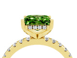 Yellow gold Princess Cut Peridot Solitaire Ring with Round  Pavé Band and Four-Prong Setting_40