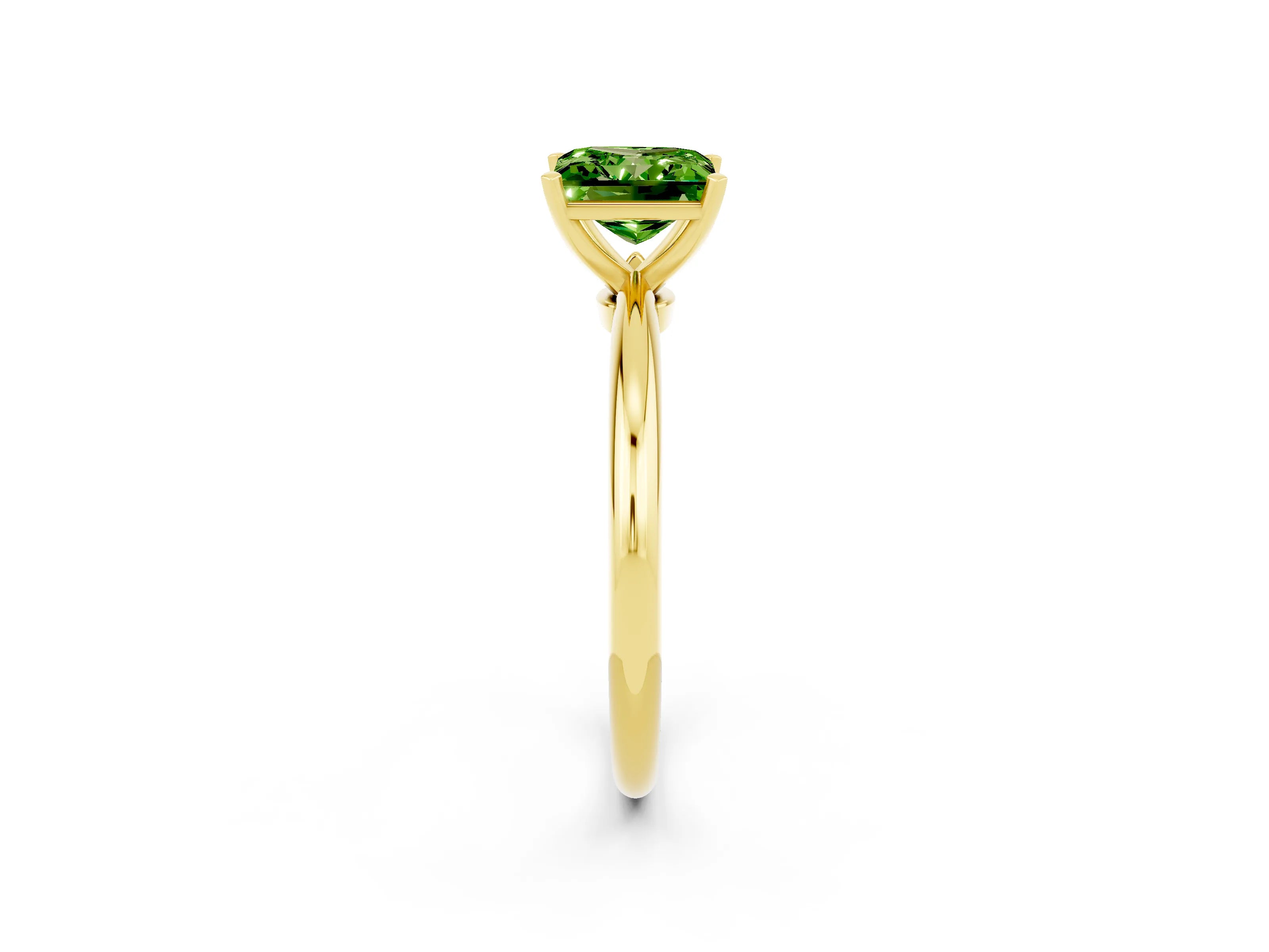 Yellow gold Princess Cut Peridot Solitaire Ring with Six-Prong Setting and Classic Band_2