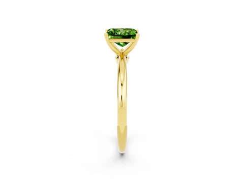 Yellow gold Princess Cut Peridot Solitaire Ring with Six-Prong Setting and Classic Band_2
