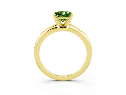 Yellow gold Princess Cut Peridot Solitaire Ring with Six-Prong Setting and Classic Band_3