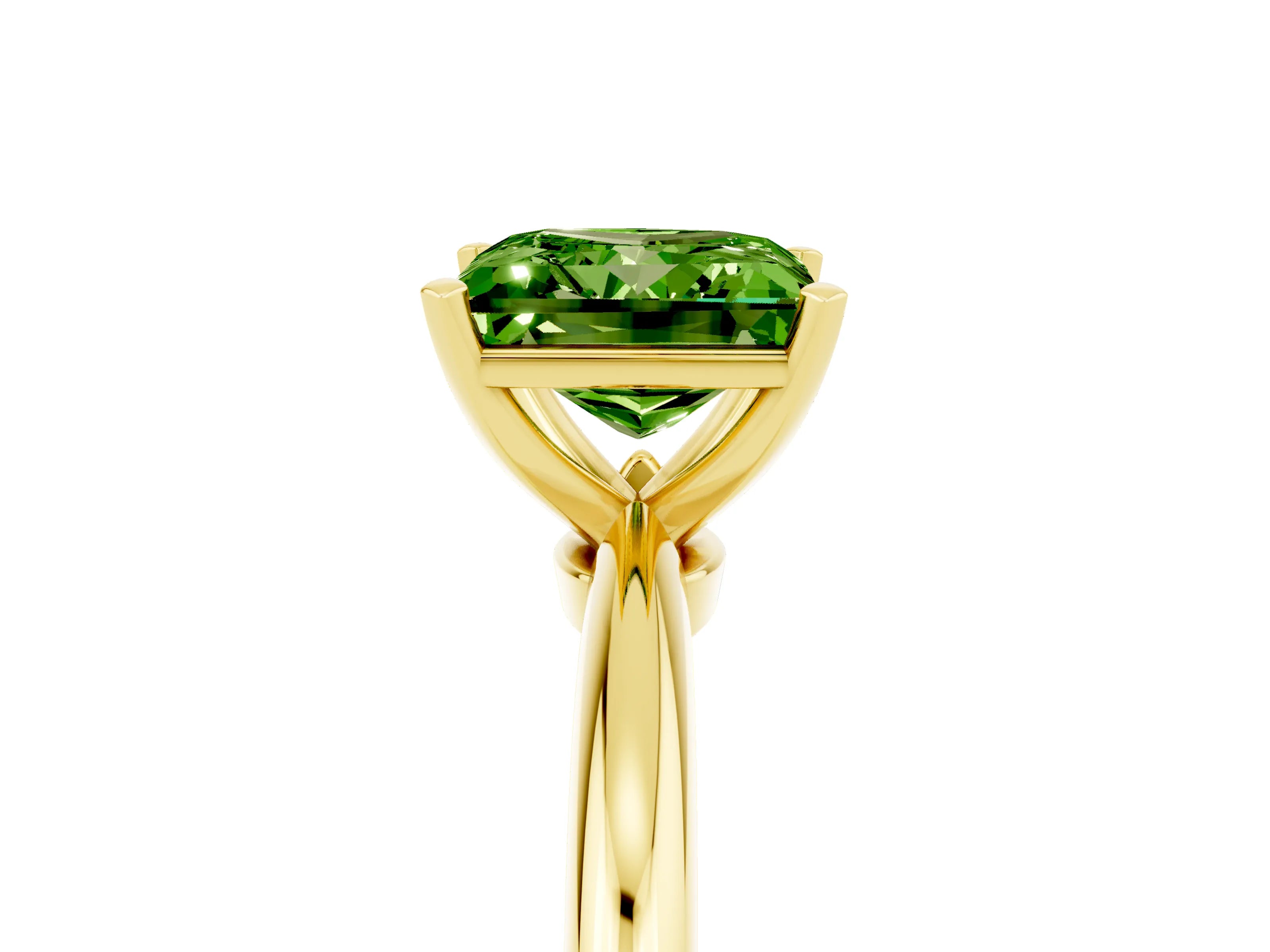 Yellow gold Princess Cut Peridot Solitaire Ring with Six-Prong Setting and Classic Band_5