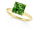 Yellow gold Princess Cut Peridot Solitaire Ring with Thin Band and Four-Prong Setting_13