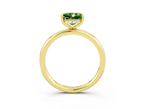 Yellow gold Princess Cut Peridot Solitaire Ring with Thin Band and Four-Prong Setting_15