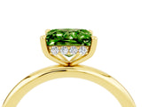 Yellow gold Princess Cut Peridot Solitaire Ring with Thin Band and Four-Prong Setting_16