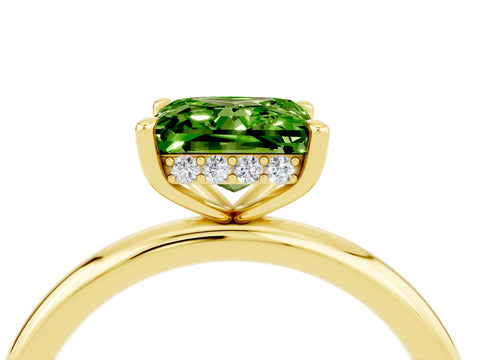 Yellow gold Princess Cut Peridot Solitaire Ring with Thin Band and Four-Prong Setting_16