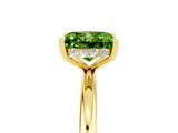 Yellow gold Princess Cut Peridot Solitaire Ring with Thin Band and Four-Prong Setting_17