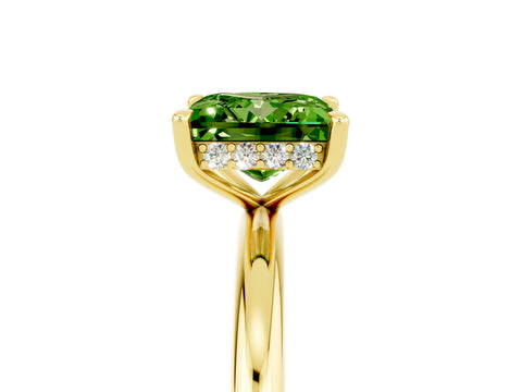 Yellow gold Princess Cut Peridot Solitaire Ring with Thin Band and Four-Prong Setting_17