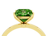 Yellow gold Princess Cut Peridot Solitaire Ring with Thin Band and Prong Setting_16