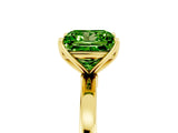 Yellow gold Princess Cut Peridot Solitaire Ring with Thin Band and Prong Setting_17