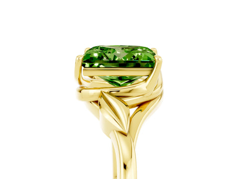 Yellow gold Princess Cut Peridot Solitaire Ring with Twist Band and Four-Prong Setting_29