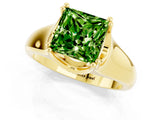 Yellow gold Princess Cut Peridot Solitaire Ring with Wide Band and Prong Setting_1