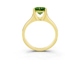 Yellow gold Princess Cut Peridot Solitaire Ring with Wide Band and Prong Setting_3