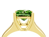 Yellow gold Princess Cut Peridot Solitaire Ring with Wide Band and Prong Setting_4