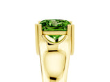 Yellow gold Princess Cut Peridot Solitaire Ring with Wide Band and Prong Setting_5