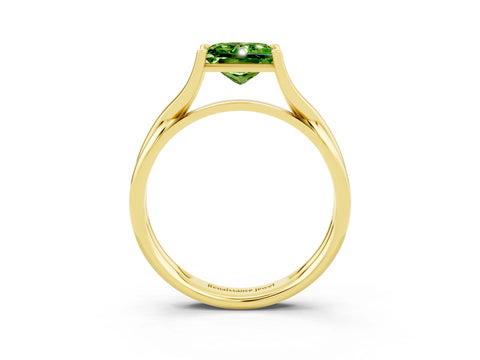 Yellow gold Princess Cut Peridot   Solitaire Twist Band Prong Setting Ring_15