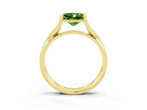 Yellow gold Princess Cut Peridot Solitaire Twist Band Prong Setting Ring_39