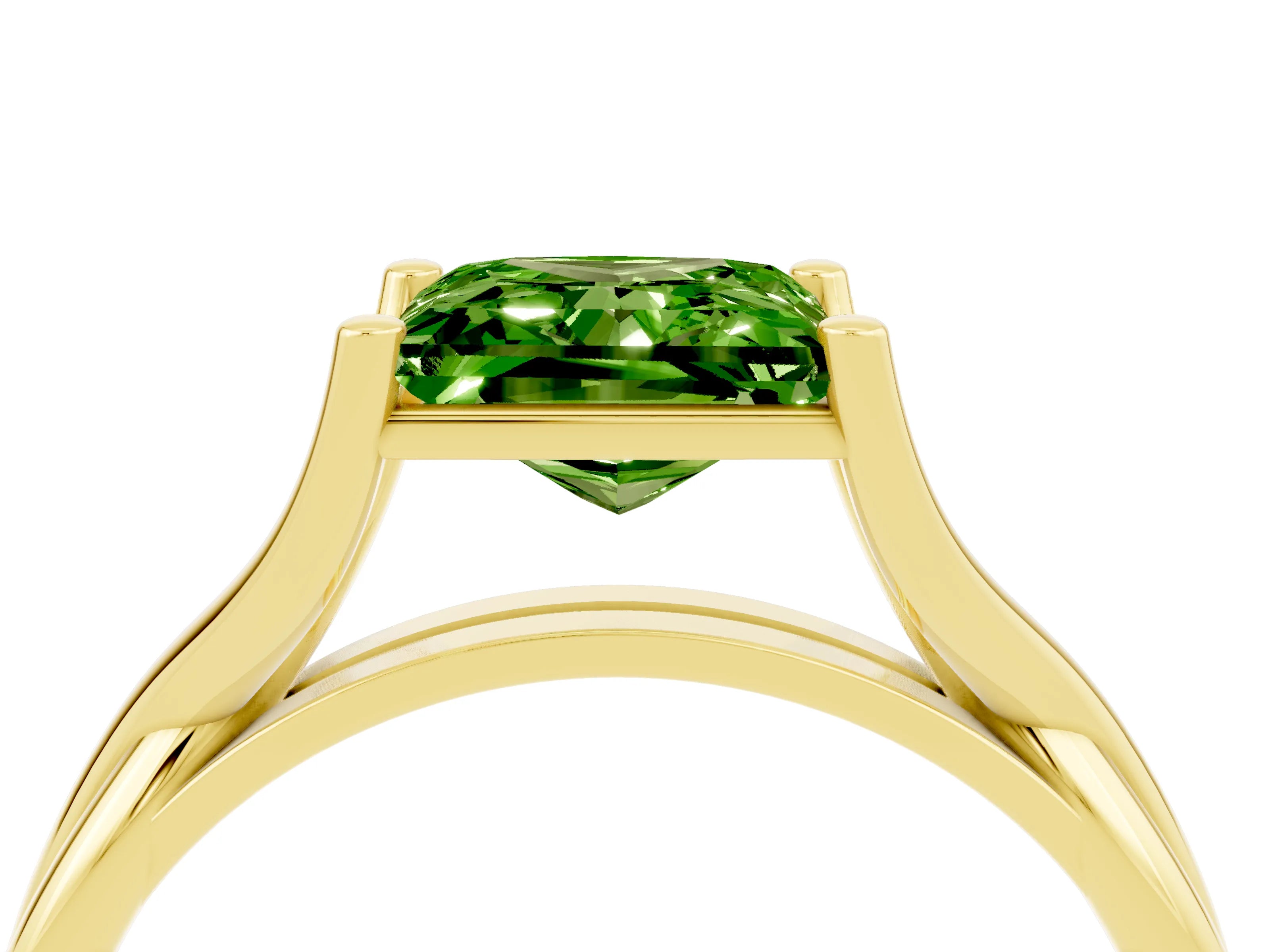 Yellow gold Princess Cut Peridot Solitaire Twist Band Prong Setting Ring_40