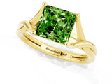 Yellow gold Princess Cut Peridot Solitaire Twist Band Prong Setting Ring_47