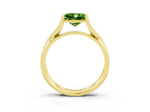 Yellow gold Princess Cut Peridot Solitaire Twist Band Prong Setting Ring_49