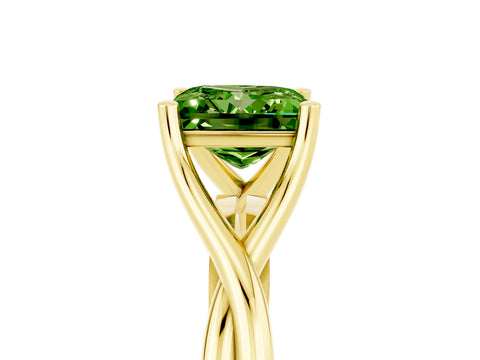 Yellow gold Princess Cut Peridot Solitaire Twist Band Prong Setting Ring_51
