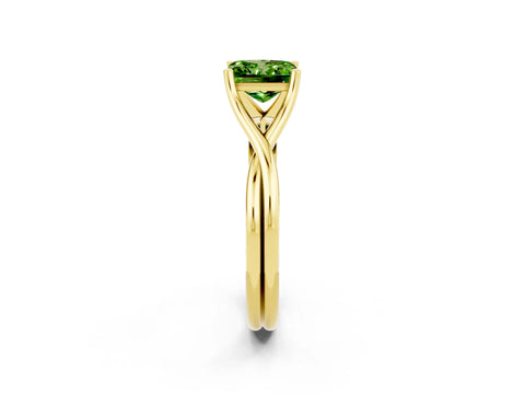 Yellow gold Princess Cut Peridot Solitaire Twist Band Prong Setting Ring_60