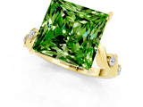 Yellow gold Princess Cut Peridot Solitaire Twisted Band with Round  Accents and Prong Setting_13