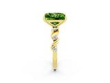 Yellow gold Princess Cut Peridot Solitaire Twisted Band with Round  Accents and Prong Setting_14