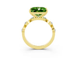 Yellow gold Princess Cut Peridot Solitaire Twisted Band with Round  Accents and Prong Setting_15