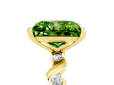 Yellow gold Princess Cut Peridot Solitaire Twisted Band with Round  Accents and Prong Setting_17