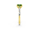 Yellow gold Princess Cut Peridot Solitaire with Side Baguettes and Channel Set Band_2