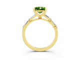 Yellow gold Princess Cut Peridot Solitaire with Side Baguettes and Channel Set Band_3