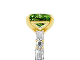 Yellow gold Princess Cut Peridot Solitaire with Side Baguettes and Channel Set Band_5