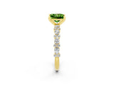 Yellow gold Princess Cut Peridot Solitaire with Side Stones, Pave Band, Four-Prong Setting_38