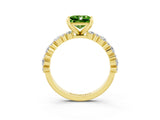 Yellow gold Princess Cut Peridot Solitaire with Side Stones, Pave Band, Four-Prong Setting_39