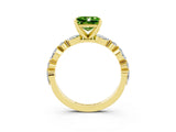 Yellow gold Princess Cut Peridot Solitaire with Side Stones on a Pavé Band and Four-Prong Setting_3