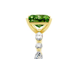 Yellow gold Princess Cut Peridot Solitaire with Side Stones on a Pavé Band and Four-Prong Setting_5