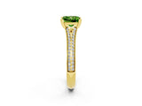 Yellow gold Princess Cut Peridot Split Shank Engagement Ring with Pavé Band_2