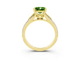 Yellow gold Princess Cut Peridot Split Shank Engagement Ring with Pavé Band_3