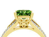 Yellow gold Princess Cut Peridot Split Shank Engagement Ring with Pavé Band_4