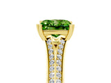 Yellow gold Princess Cut Peridot Split Shank Engagement Ring with Pavé Band_5