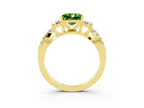 Yellow gold Princess Cut Peridot Three-Stone Ring with Pavé Split Shank and Four-Prong Setting_3