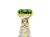 Yellow gold Princess Cut Peridot Three-Stone Ring with Pavé Split Shank and Four-Prong Setting_5