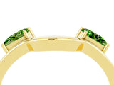 Yellow gold Princess Cut Peridot Two-Stone Open Band Ring with Four-Prong Setting_10